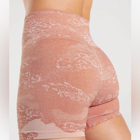 GYMSHARK ADAPT CAMO SEAMLESS SHORTS Misty‎ Pink/Hazy Pink Small NWT in packaging - Picture 5 of 8